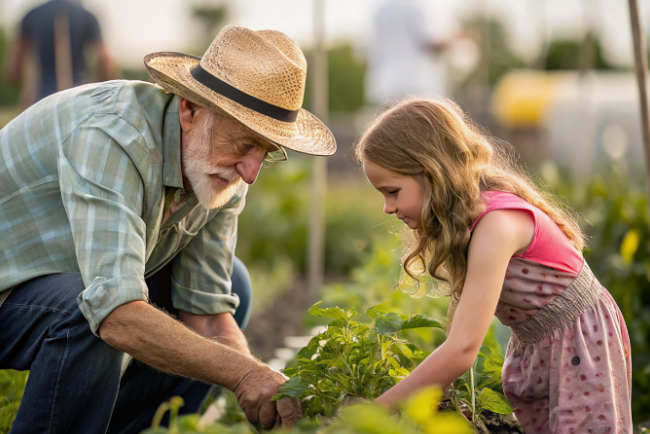 grand-père et sa petite fille